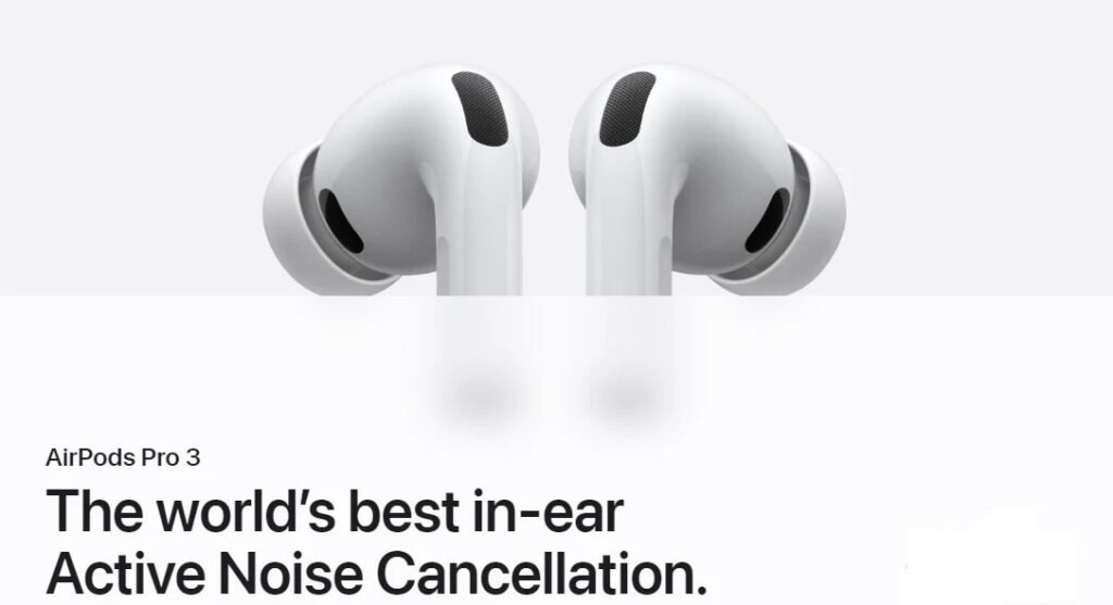 Apple airpods pro 3, the worlds best active noise cancellation earbuds of 2026.