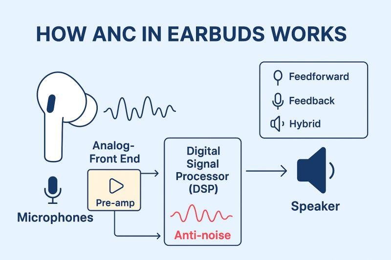 ANC waveform diagram canceling background noise