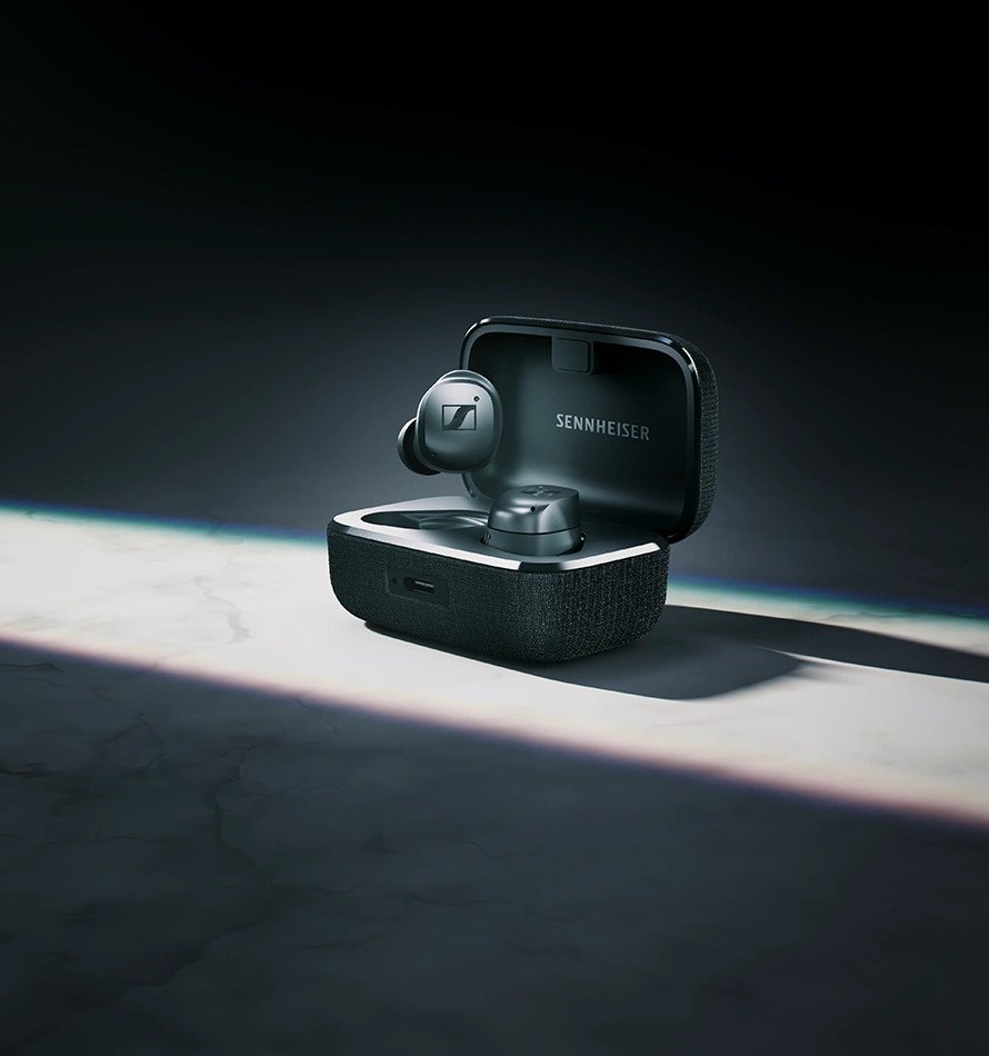 Sennheiser Momentum True Wireless 4 classic picture on a marble brick
