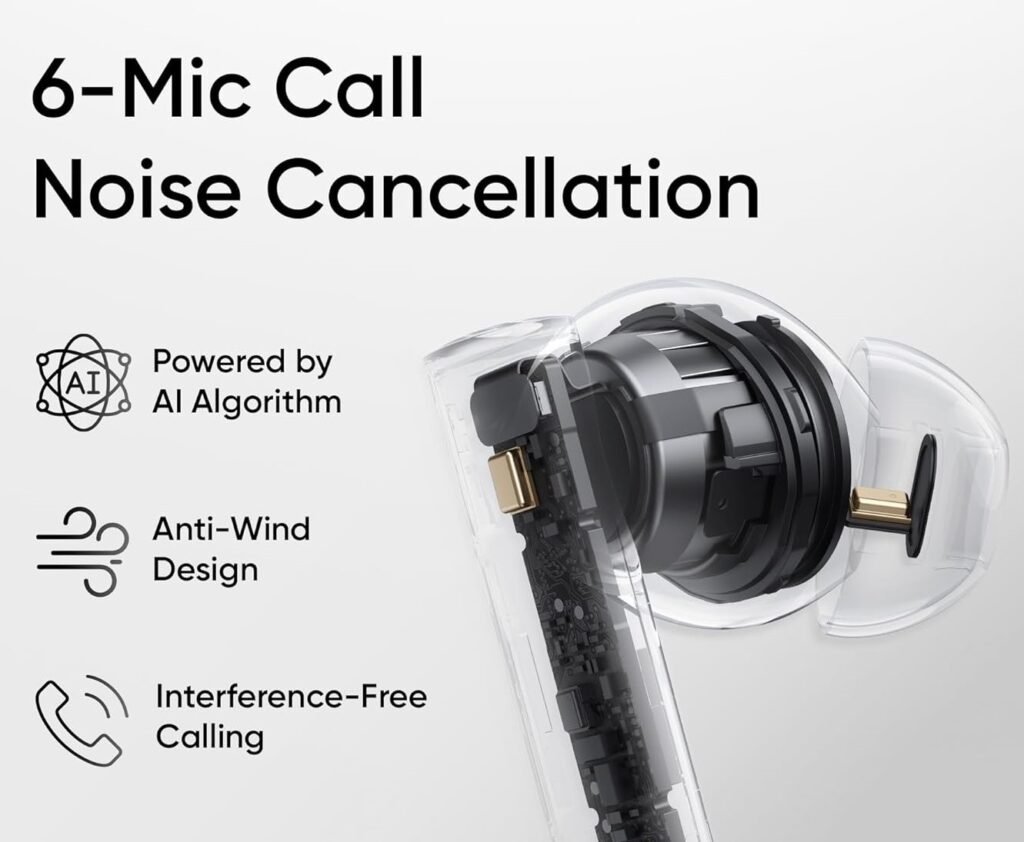 6-mic AI-powered Wireless Earbuds with Microphone