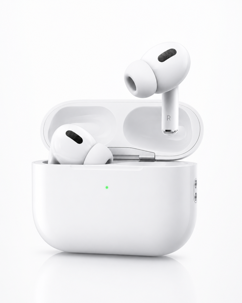 Apple AirPods Pro 3 Premium White Noise Cancelling Earbuds Apple AirPods Pro 3 white true wireless noise cancelling earbuds with charging case in a clean premium studio image.